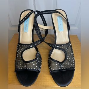 Betsey Johnson Y2K black rhinestone heels size 9